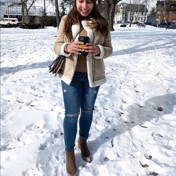 Zara Jackets & Blazers - Faux Fur Lined Leather Suede Shearling Moto Jacket